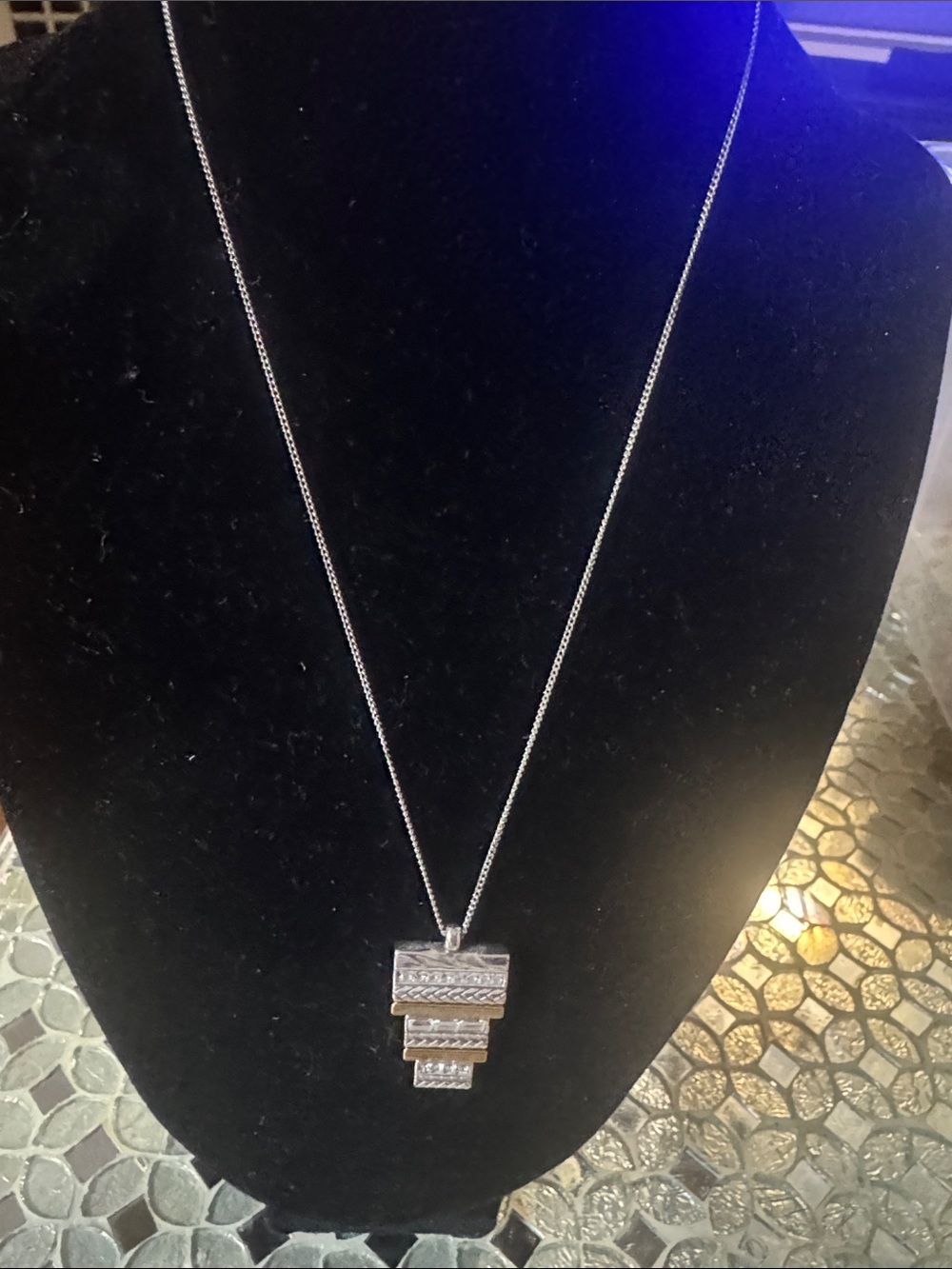 New! Brighton Silver-Tone Stacked Panel Pendant Necklace